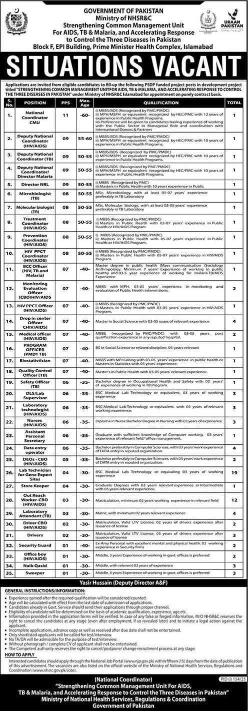 Jobs in Ministry of NHSR&C Islamabad